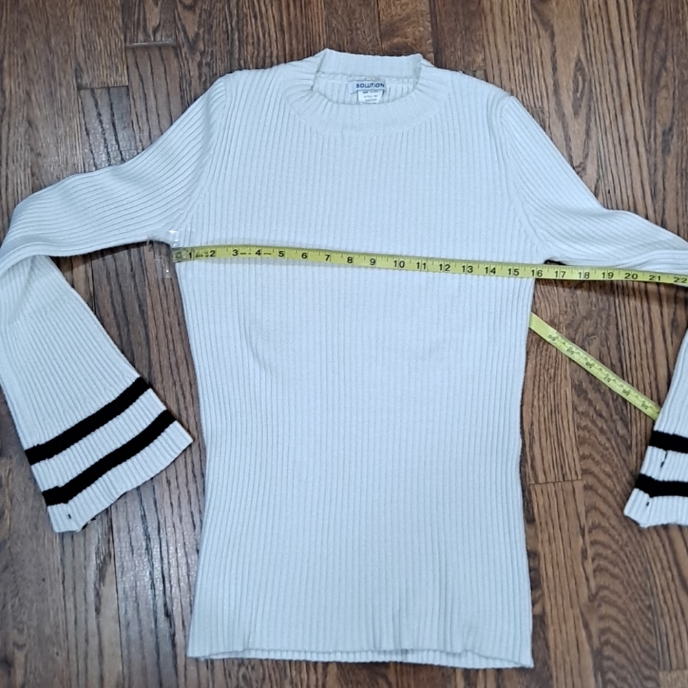 Solution White Knit Ribbed Bell Sleeve Sweater - Picture 3 of 7